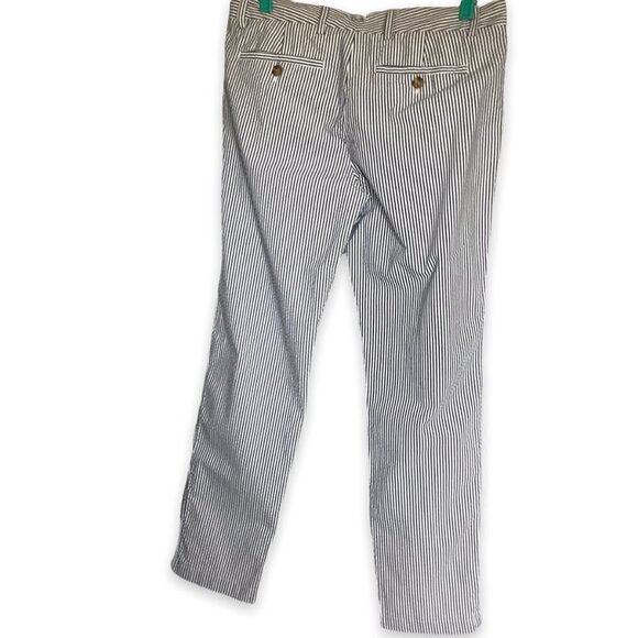 Lands' End Pants Midrise Slim Leg Ankle High Seersucker Women's Sz 6 Blue White - Picture 2 of 7